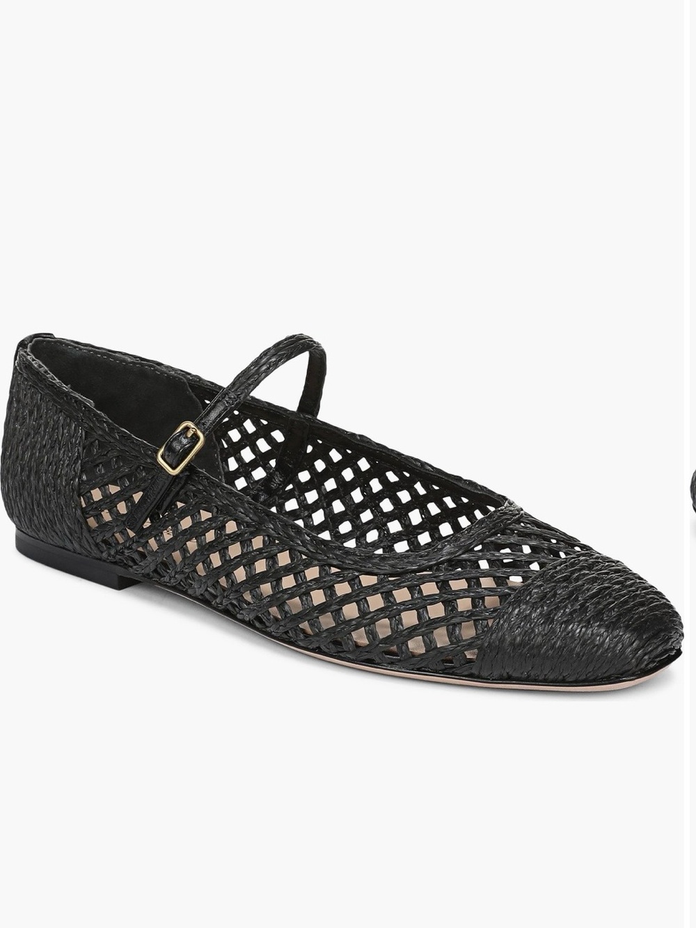 Veronica Beard Ellie Raffia Black Mary Jane Flats
